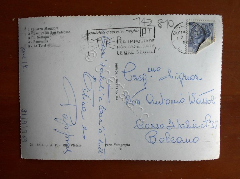 Cartolina Bologna - Vedutine - 1959