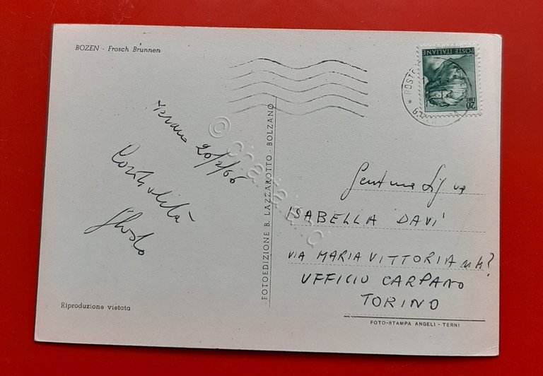 Cartolina Bolzano - Fontana delle Rane - 1966