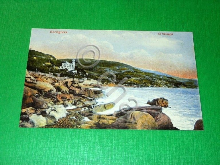 Cartolina Bordighera - La Spiaggia 1910 ca.