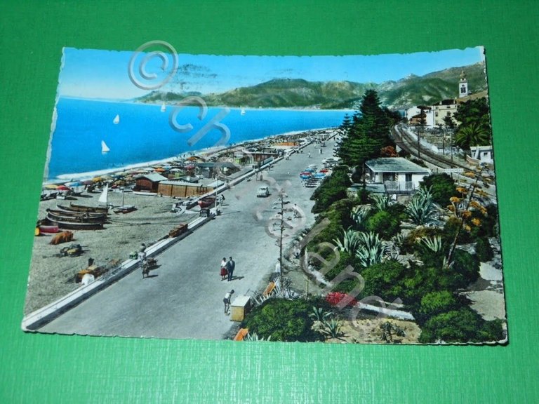 Cartolina Bordighera - Passeggiata a mare 1958