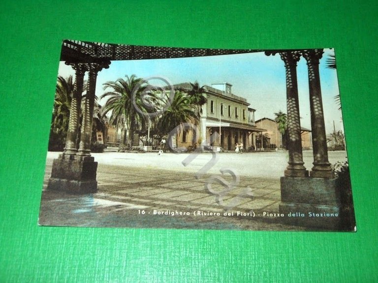 Cartolina Bordighera - Piazza della Stazione - 1955 ca. | Immagine Gallery 2