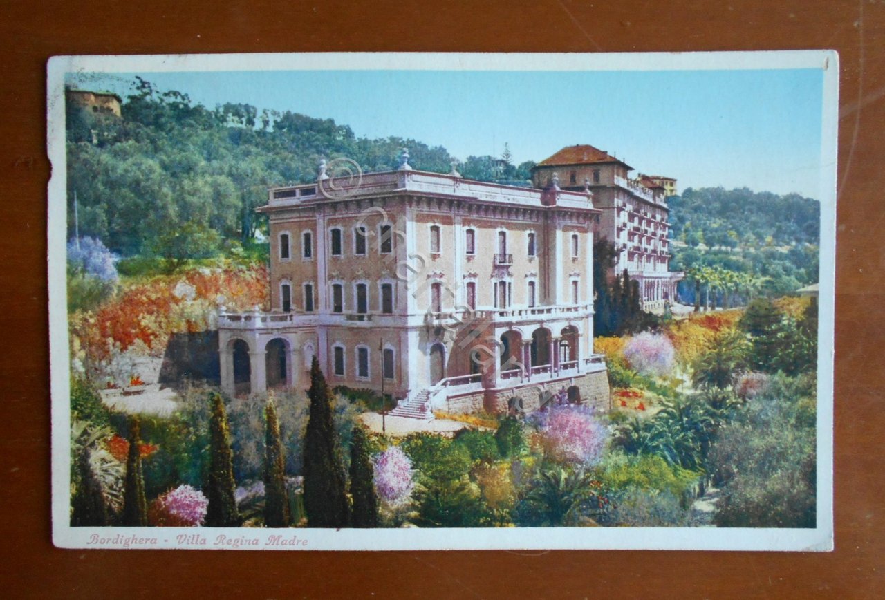 Cartolina Bordighera - Villa Regina Madre - 1933