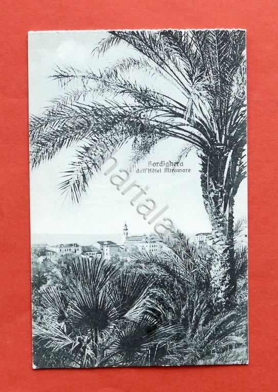 Cartolina Bordighera dall'Hotel Miramare - 1915 ca..