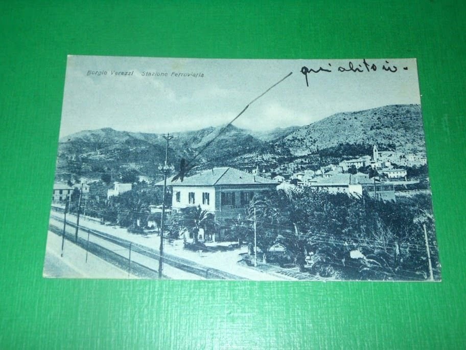 Cartolina Borgio Verezzi - Stazione Ferroviaria 1948.