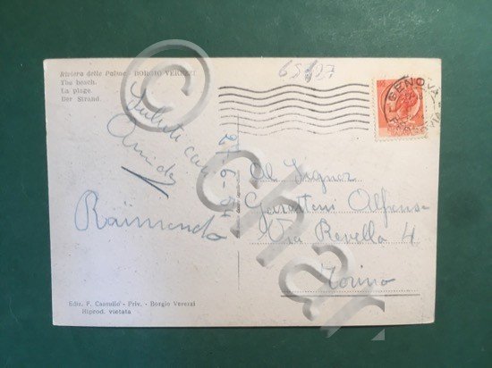 Cartolina Borgio Verrezzi - Riviera delle Palme - Spiaggia - …