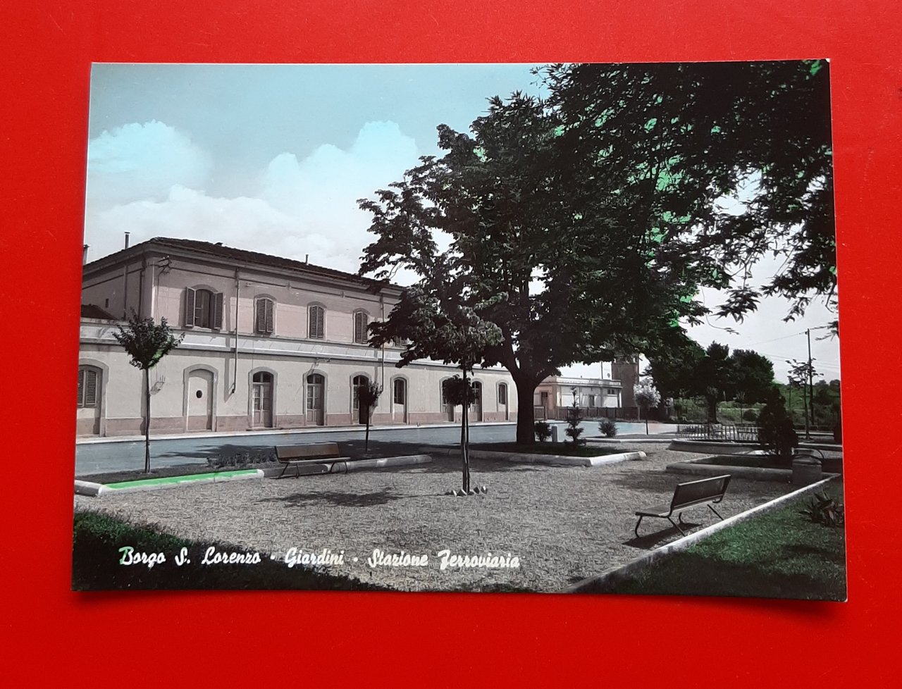 Cartolina Borgo S. Lorenzo - Giardini - Stazione Ferroviaria - …