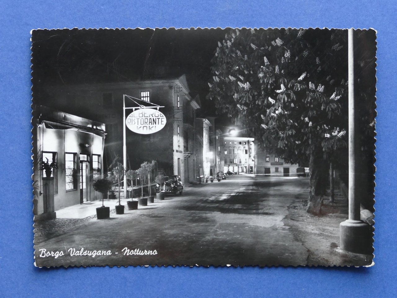 Cartolina Borgo Valsugana - Notturno - 1955