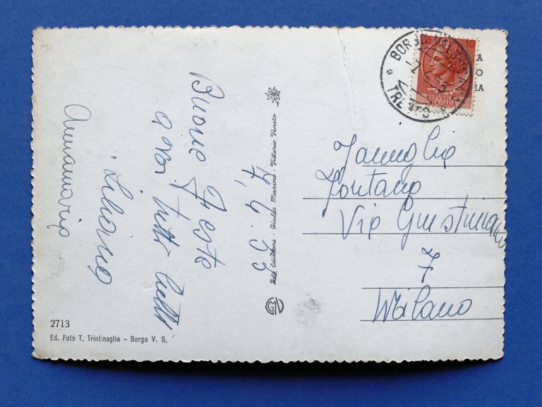 Cartolina Borgo Valsugana - Notturno - 1955