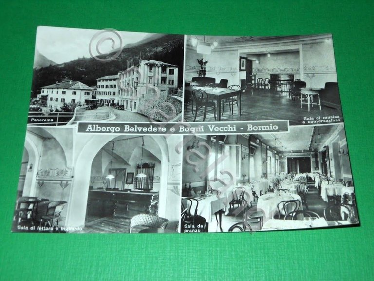 Cartolina Bormio - Albergo Belvedere e Bagni Vecchi 1957