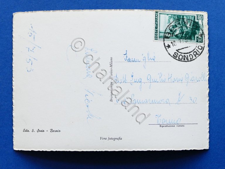 Cartolina Bormio - Panorama - 1953.