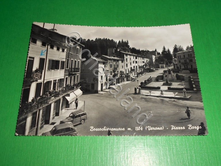 Cartolina Boscochiesanuova ( Verona ) - Piazza Borgo 1959.