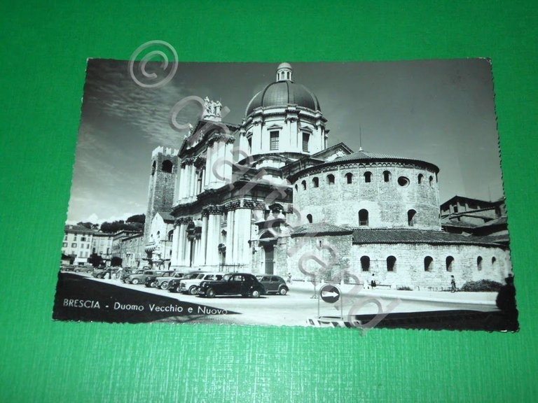 Cartolina Brescia - Duomo Vecchio e Nuovo 1956