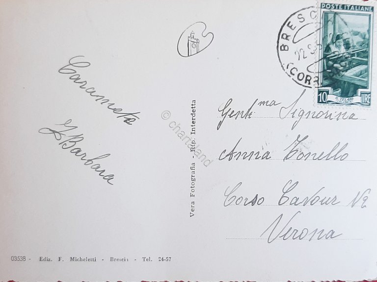 Cartolina Brescia - S. Pietro in Castello e Ruderi Porta …