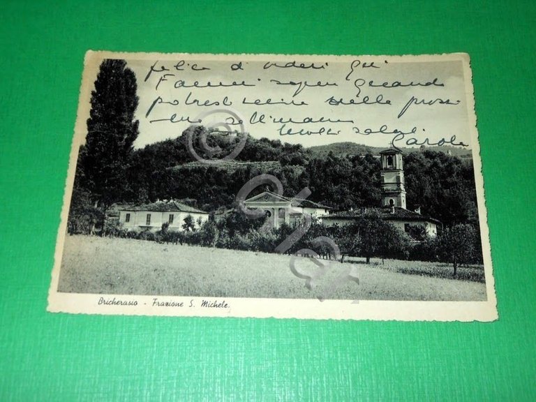 Cartolina Bricherasio - Frazione S. Michele - Scorcio panoramico 1938.