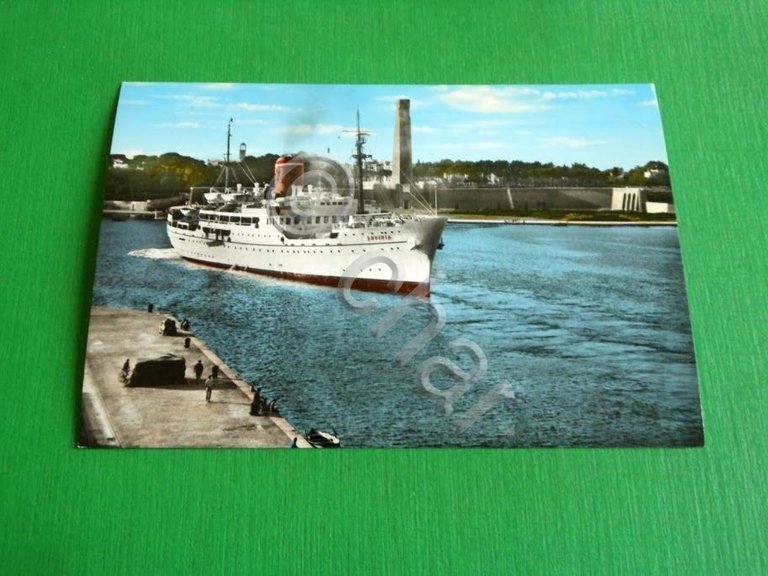 Cartolina Brindisi - Arrivo di un piroscafo di linea 1955 …