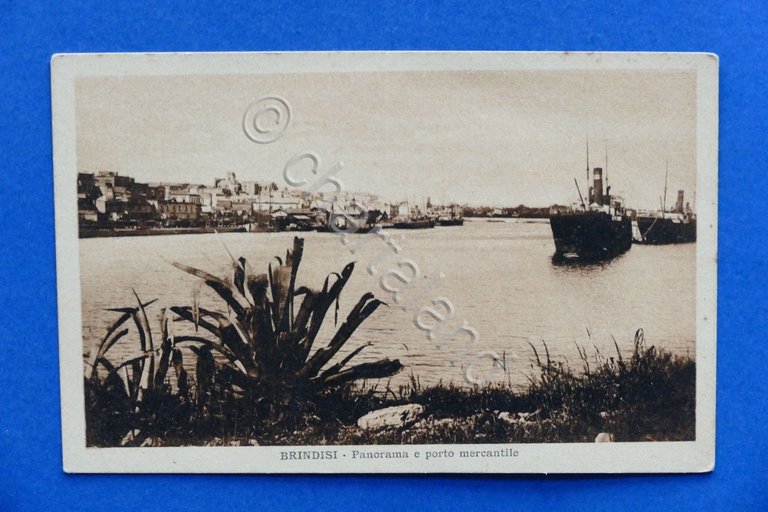Cartolina Brindisi - Panorama e porto mercantile - 1920 ca.