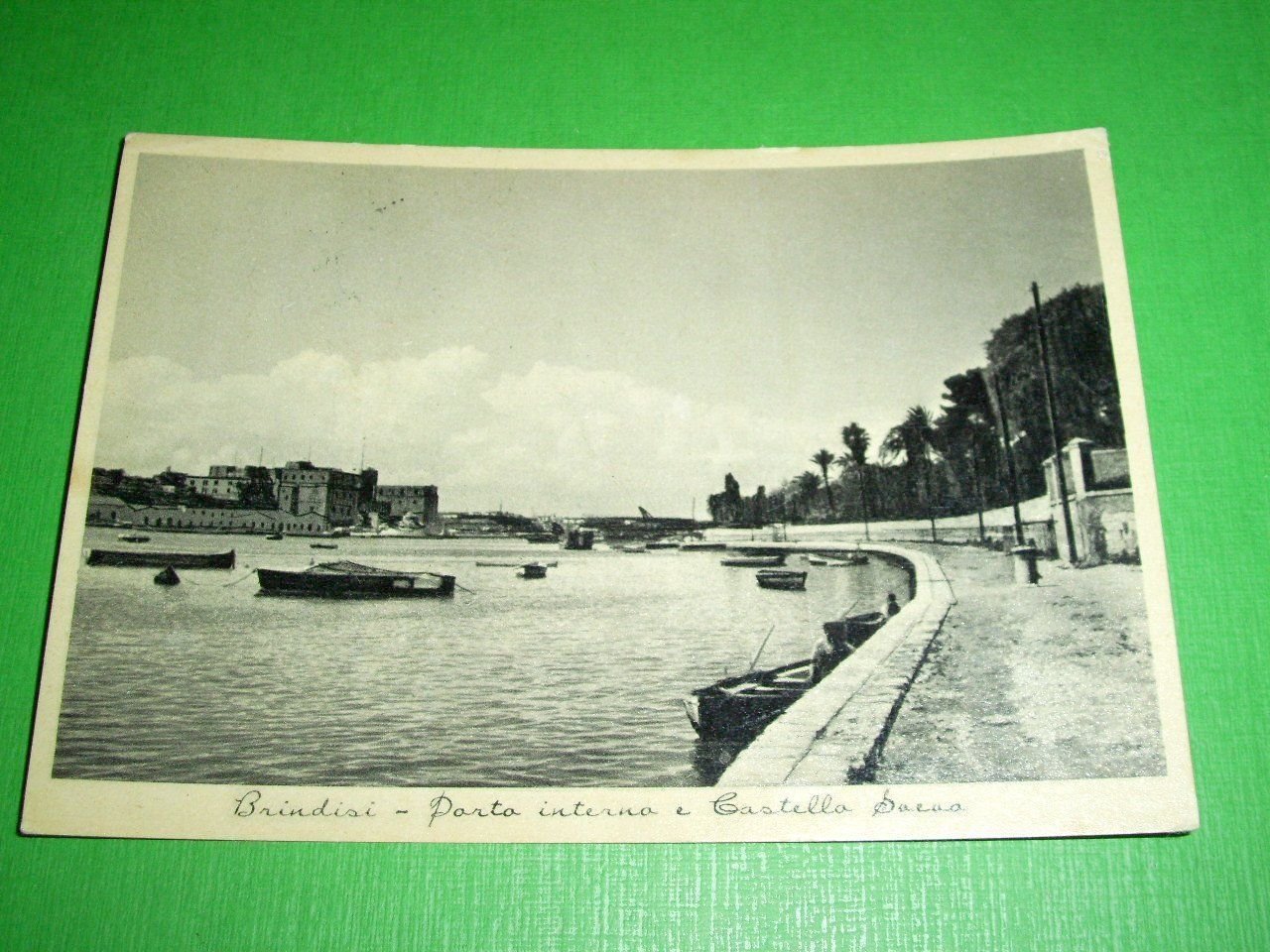 Cartolina Brindisi - Porto interno e Castello 1951.