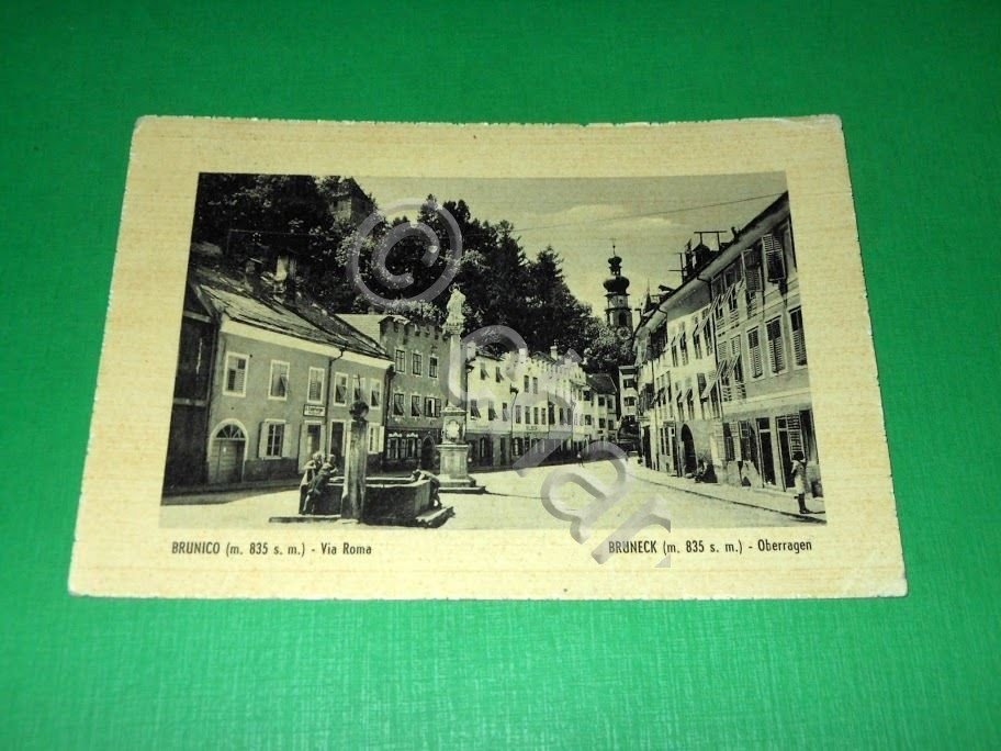 Cartolina Brunico - Via Roma / Bruneck - Oberragen 1952.