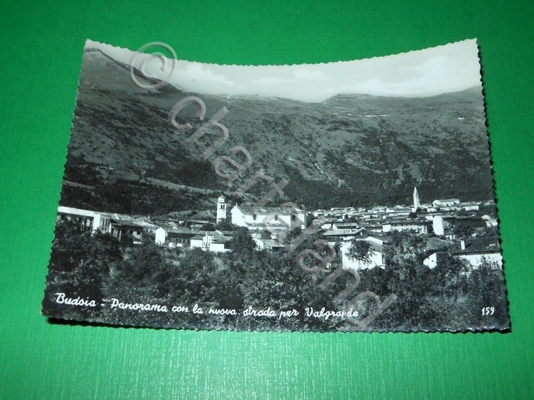 Cartolina Budoia - Panorama con la nuova strada per Valgrande …