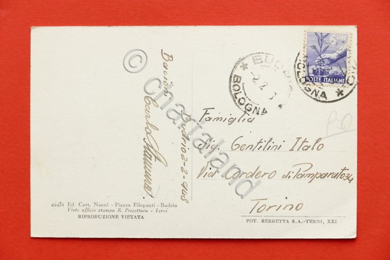 Cartolina Budrio - Via Umberto I - 1948