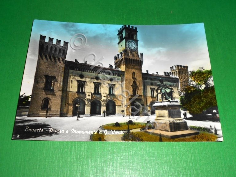 Cartolina Busseto - Piazza e Monumento a G. Verdi 1965