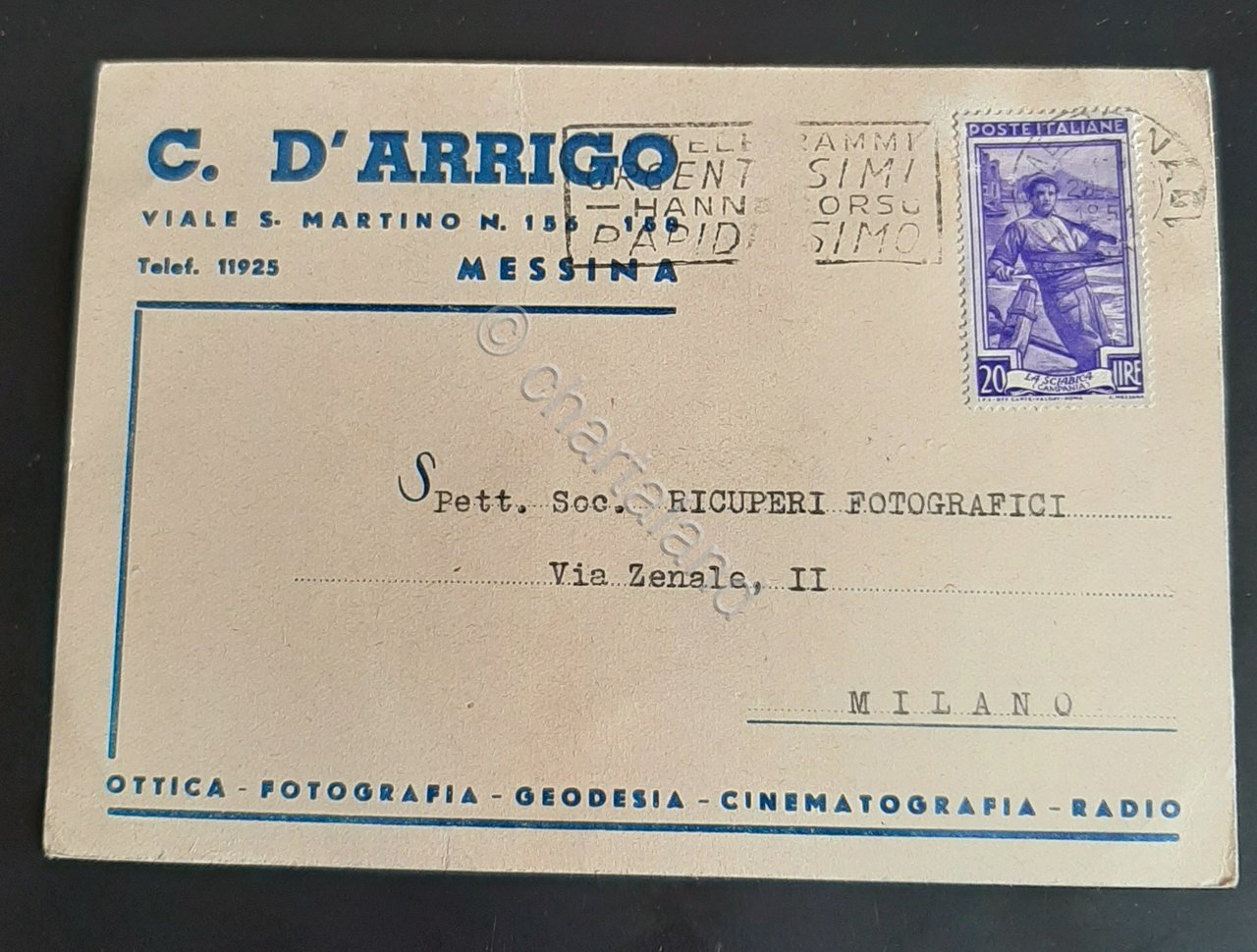 Cartolina C. D' Arrigo - Ottica - Fotografia - Cinematografia …