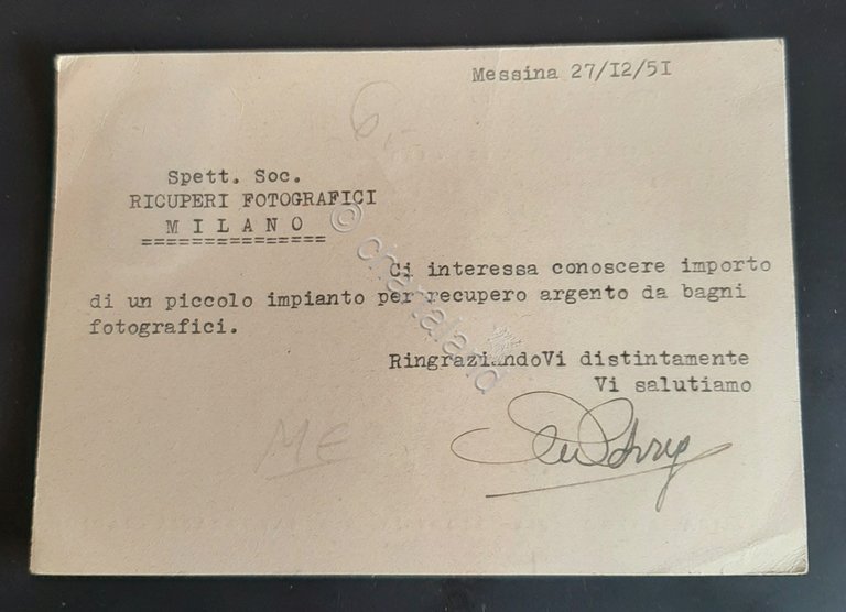 Cartolina C. D' Arrigo - Ottica - Fotografia - Cinematografia …