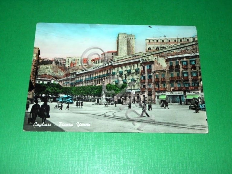 Cartolina Cagliari - Piazza Yenne 1952.