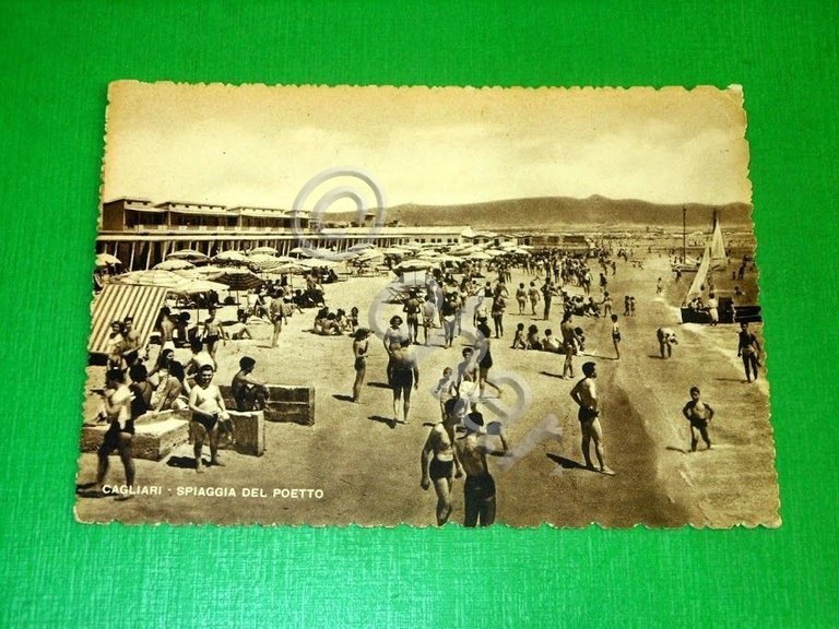 Cartolina Cagliari - Spiaggia del Poetto 1950 ca.