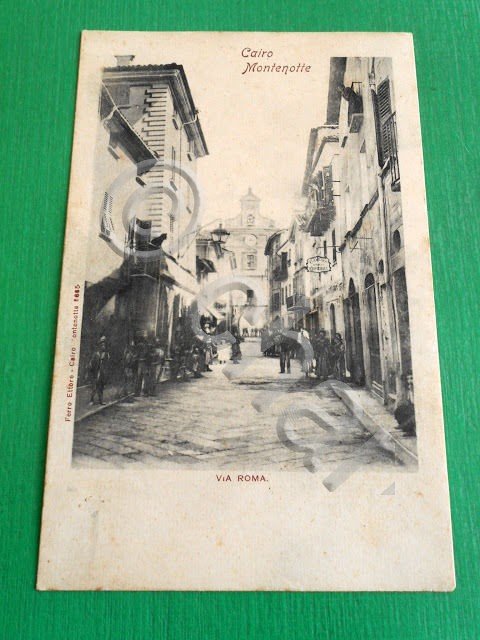 Cartolina Cairo Montenotte - Via Roma 1900 ca