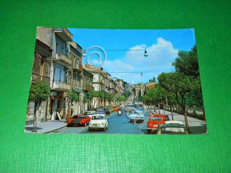 Cartolina Caltagirone - Via Giorgio Arcoleo 1985
