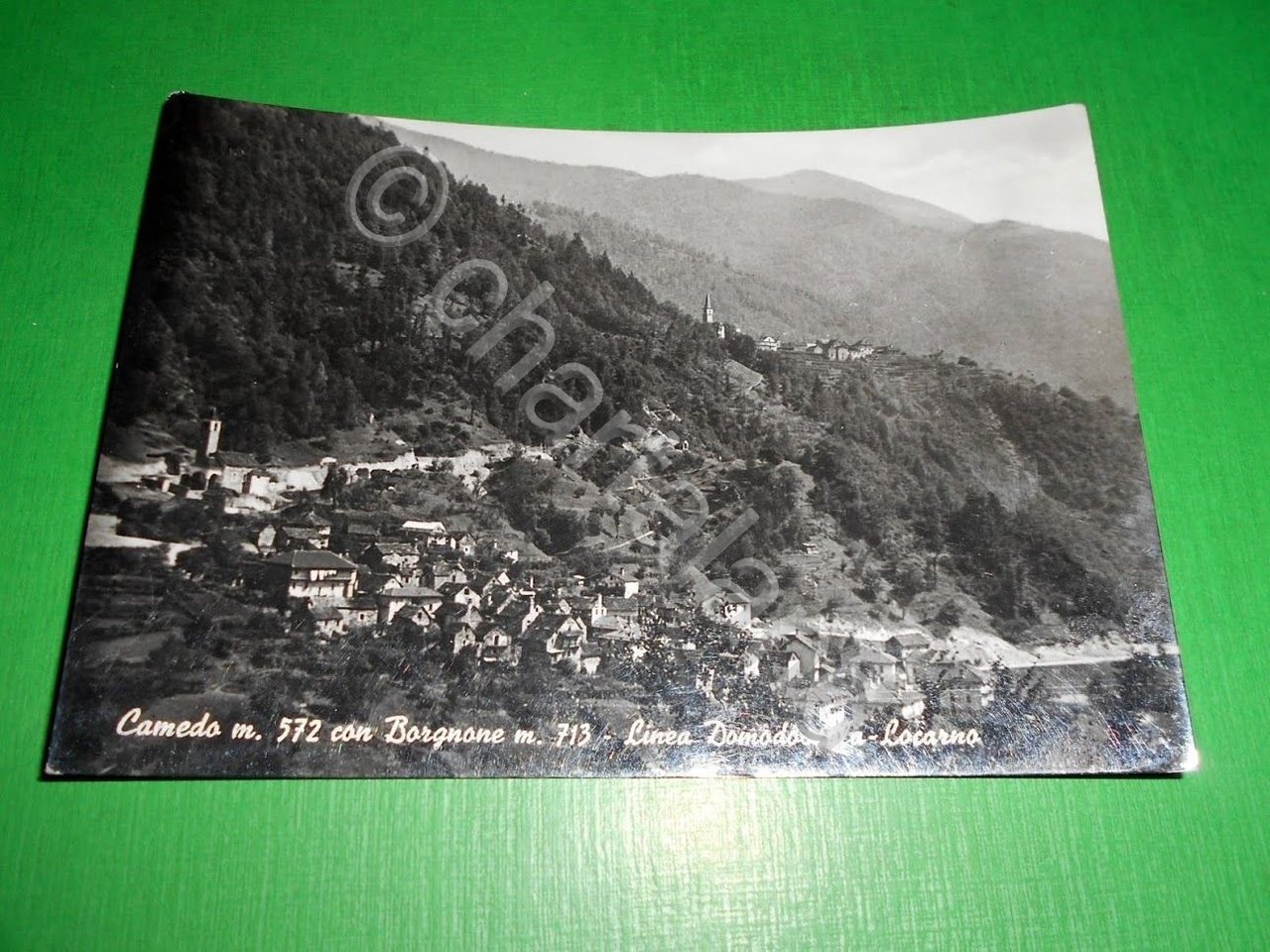 Cartolina Camedo con Borgnone - Linea Domodossola Locarno 1955 ca.