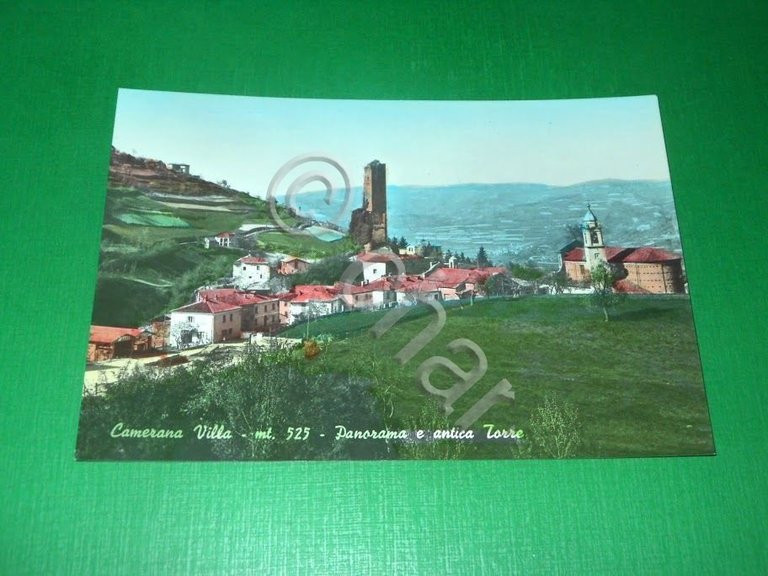 Cartolina Camerano Villa - Panorama e antica Torre 1960 ca.