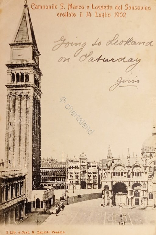Cartolina Campanile S. Marco e Loggetta Sansovino crollato 14 Lugl. …