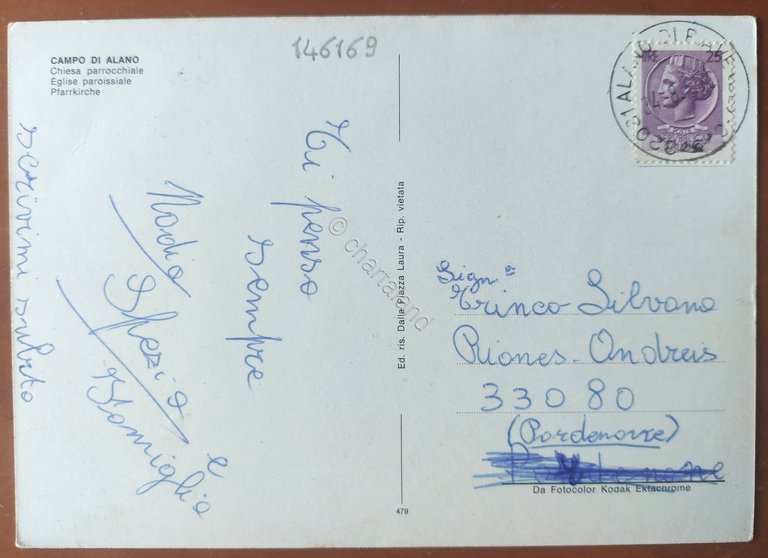 Cartolina Campo di Alano - Chiesa parrocchiale - 1970 ca. | Immagine Gallery 2