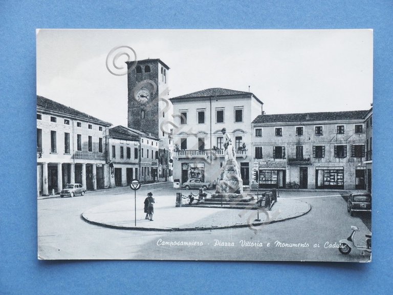 Cartolina Camposampiero - Piazza Vittoria e Monmento ai Caduti - …