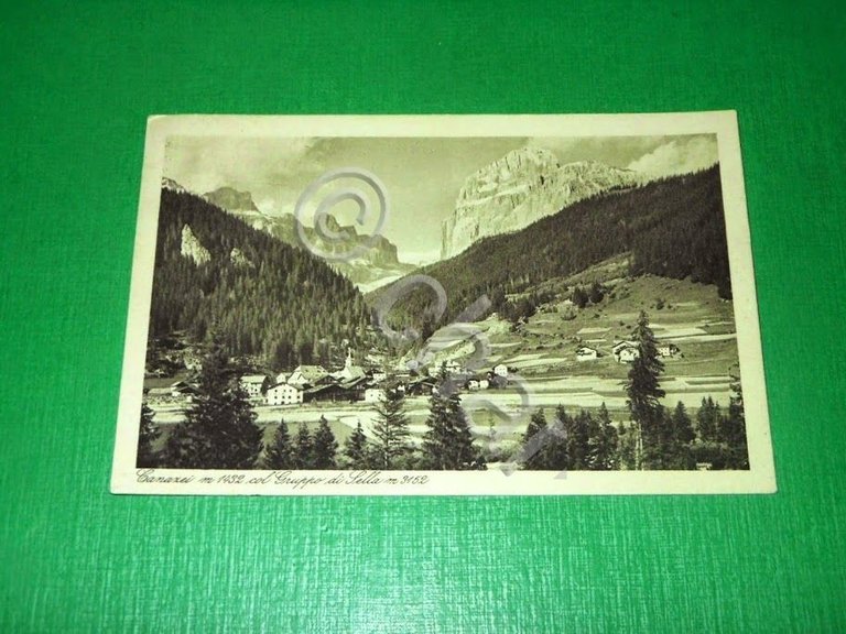 Cartolina Canazei - Panorama col Gruppo di Sella 1950 | Immagine Gallery 2