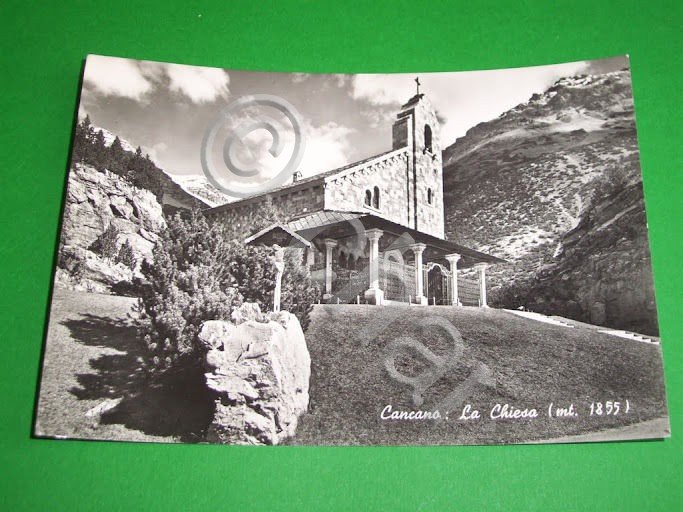 Cartolina Cancano ( Sondrio ) - La Chiesa 1955
