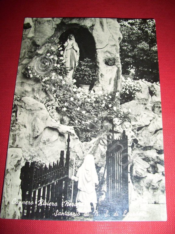 Cartolina Cannero Riviera - Sant. N. S. di Lourdes 1953
