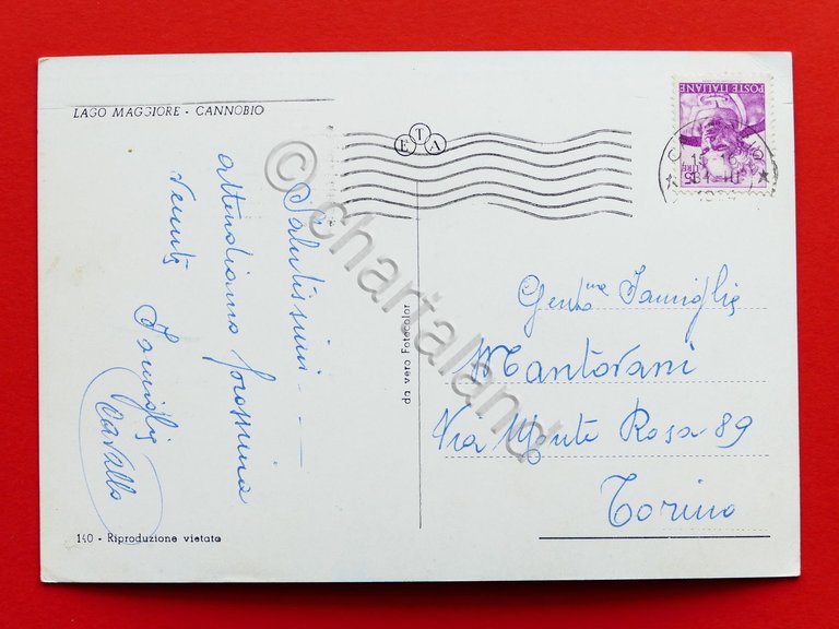 Cartolina Cannobio - Lago Maggiore - 1954 ca.