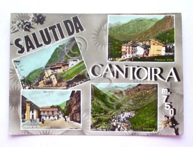 Cartolina Cantoira - Piazza IV Novembre 1962