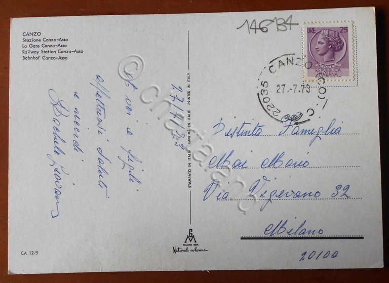 Cartolina Canzo - Stazione Canzo-Asso - 1973 | Immagine Gallery 2
