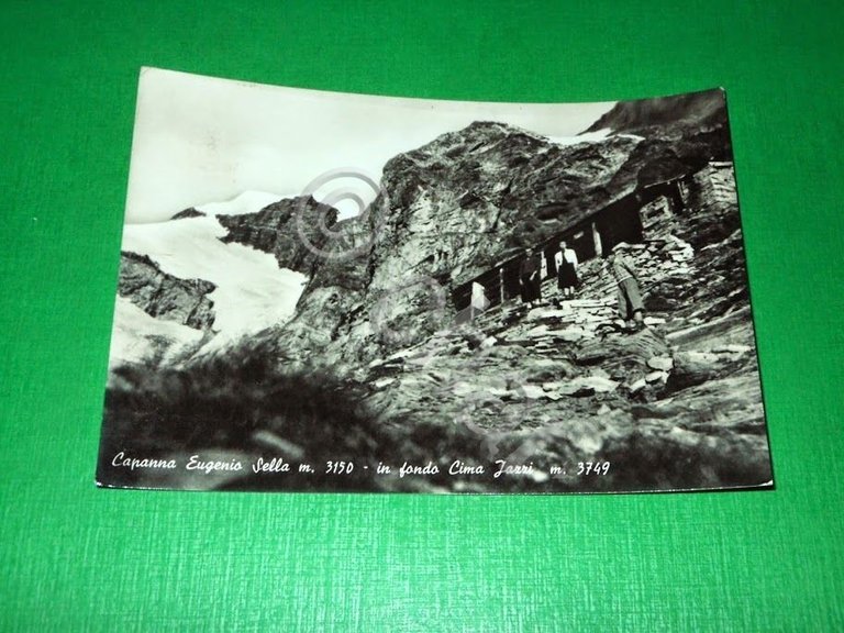 Cartolina Capanna Eugenio Sella - In fondo Cima Jazzi 1955