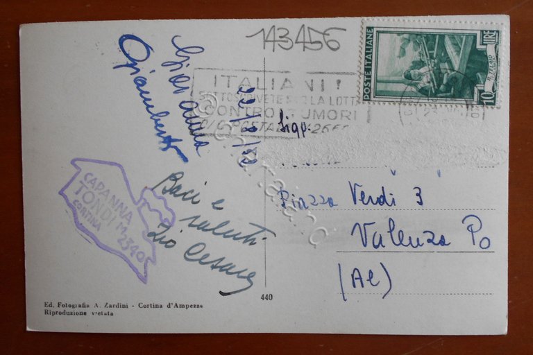 Cartolina Capanna Tondi al Monte Faloria m. 2340 - Cortina …