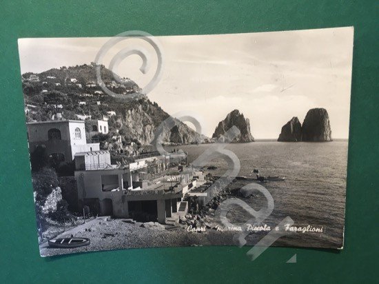Cartolina Capri - Marina Piccola e Faraglioni - 1955