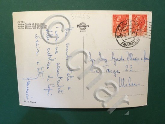 Cartolina Capri - Marina Piccola e Faraglioni - 1955