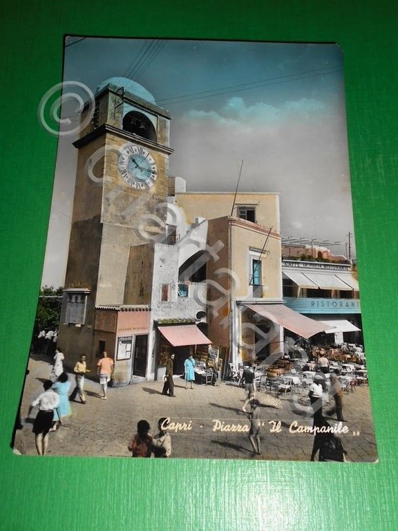 Cartolina Capri - Piazza Il Campanile 1953