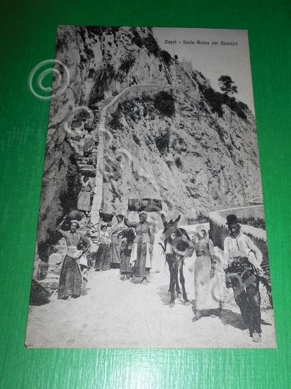 Cartolina Capri - Scala antica per Anacapri 1910 ca.