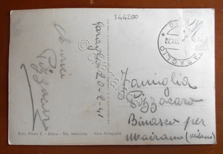 Cartolina Caraglio (Cuneo) - Santuario Madonna di Castello - 1941