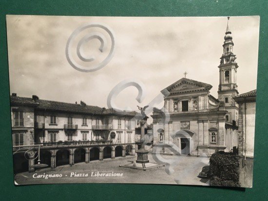 Cartolina Carignano - Piazza Liberazione - 1963